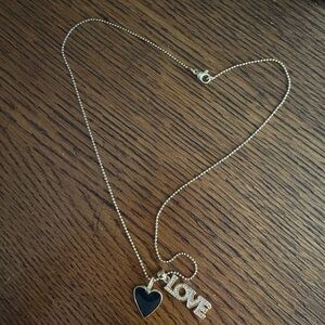 Gold and Black Heart Necklace